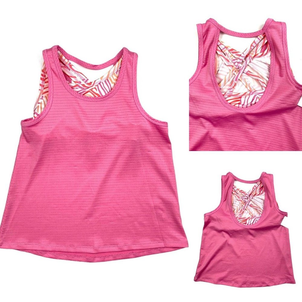 Ideology Girl's  Mesh Pink Tank
